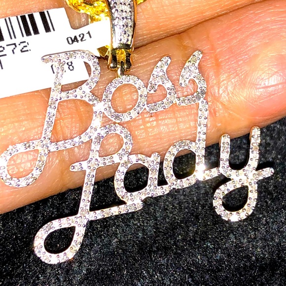 Jewelry - Free appraisal 10k solid gold Certified Real Diamond Boss Lady pendant charm WOW